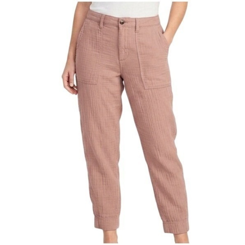 Old Navy Pants Womens 12 Pink Slouchy Tapered Cargo Crop Elastic Waist Casual